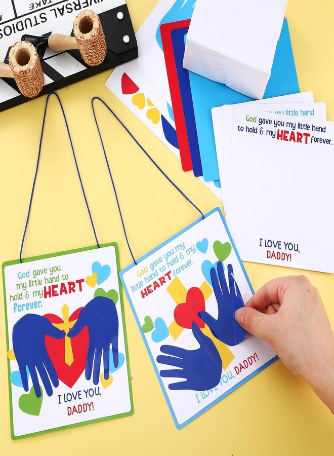 Chivertion 30 Sets Father's Day Handprint Craft Kit for Kids Fathers Day Hand Poem Card Kit DIY Religious Crafts Daddy Craft from Kids for School Classroom Activities Art Projects - Image 3